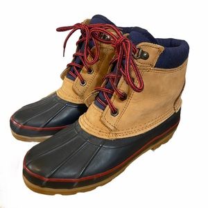 Lands End Vintage Duck Boots Leather Rubber 7